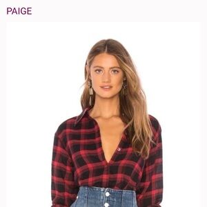 PAIGE Women's Bold Red and Black Checkered Shirt - M